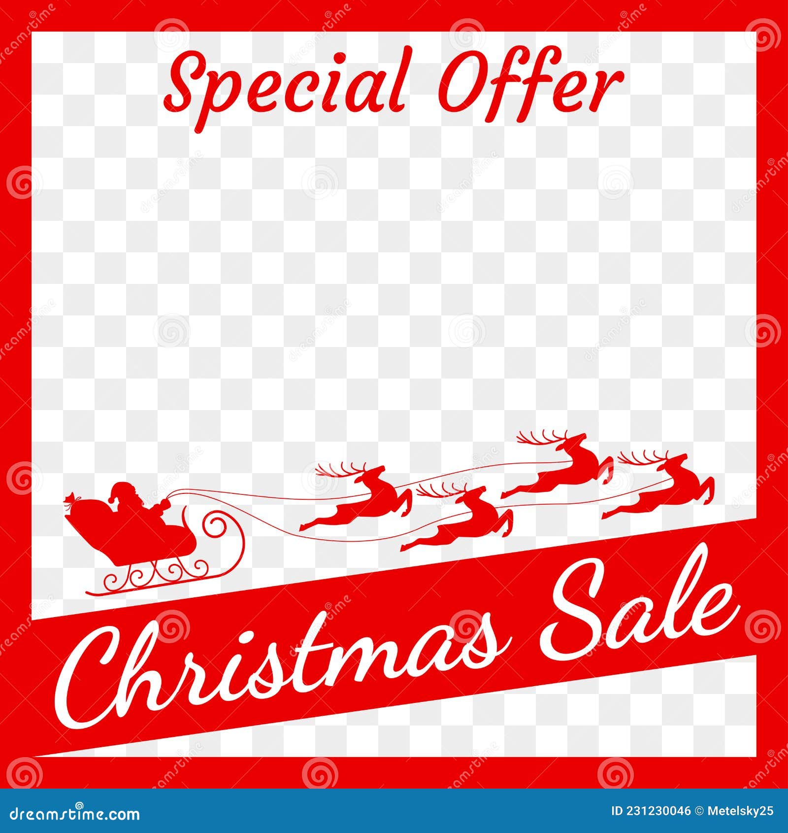 christmas sale banner with santa claus and reindeer. social media post or web ads  template. xmas frame. price off discount